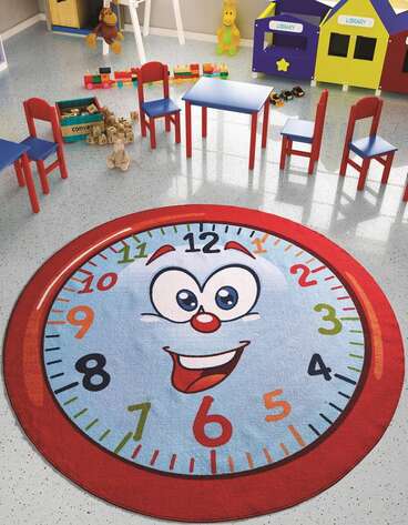 Halıstores Eğitici ve Öğretici Yuvarlak Anaokulu Halısı Smiley Hour - 1