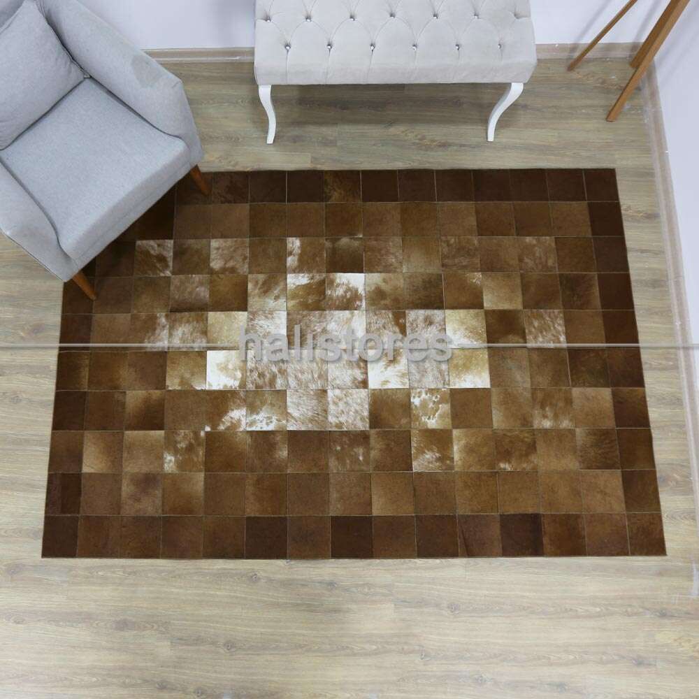 Dana Derisi Patchwork Halı Kahve