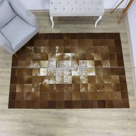 Dana Derisi Patchwork Halı Kahve - 1
