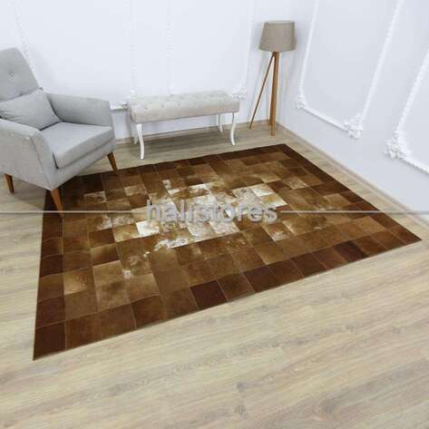 Dana Derisi Patchwork Halı Kahve - 2