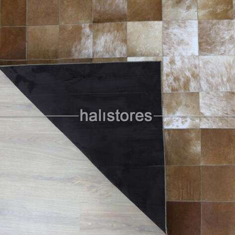 Dana Derisi Patchwork Halı Kahve - 6