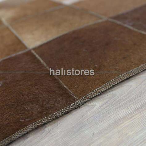 Dana Derisi Patchwork Halı Kahve - 4