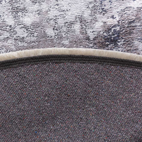 Dekoratif Desenli Tual Gri Yuvarlak Halı Zen - 6