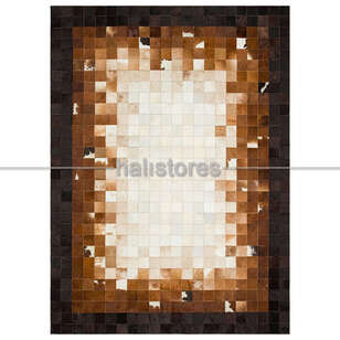 Deri Kahve-Krem Patchwork Halı (1)