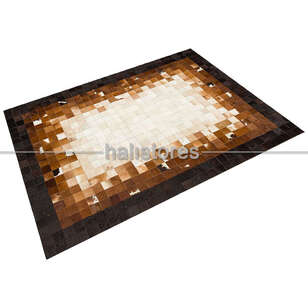 Deri Kahve-Krem Patchwork Halı (2)