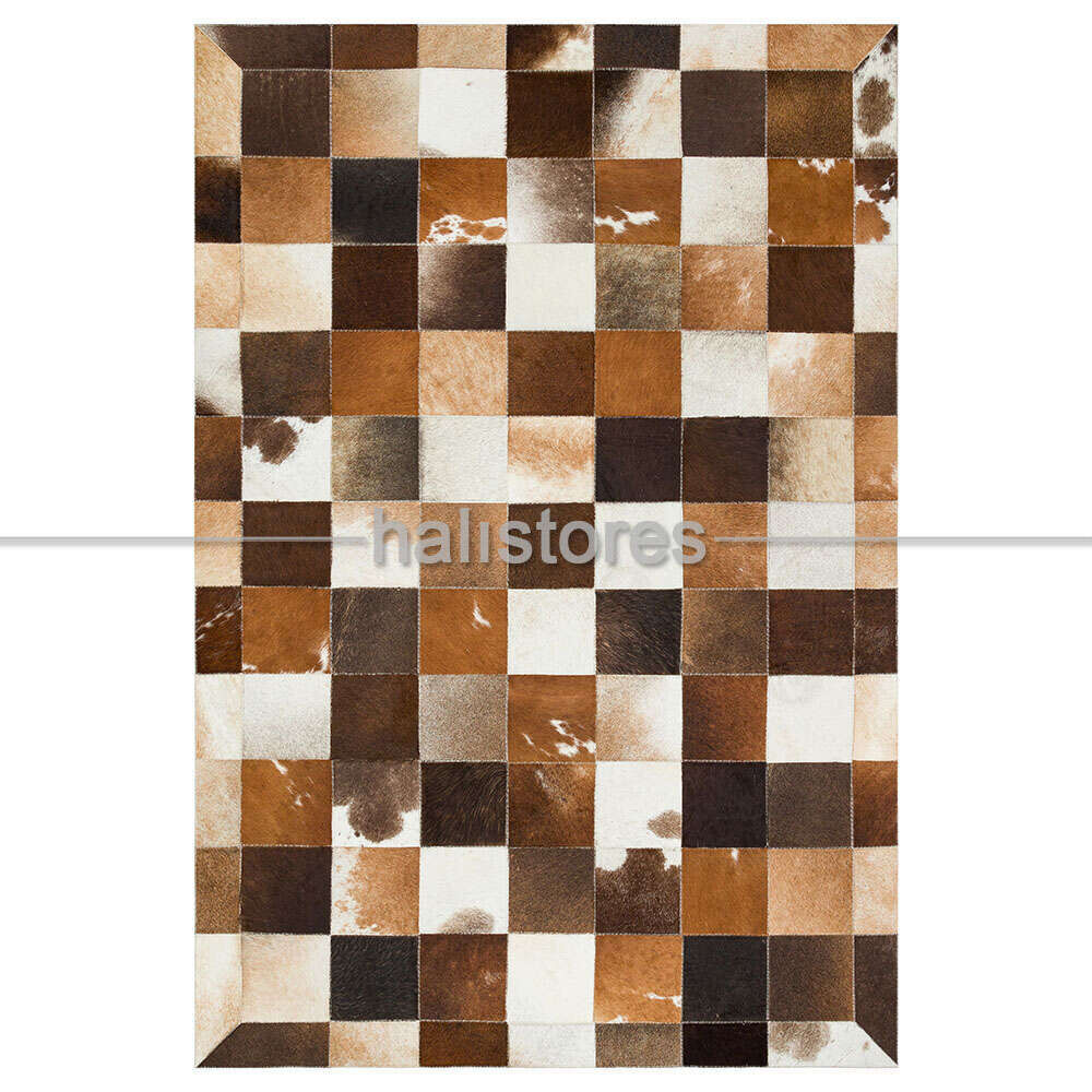 Deri Kahve Patchwork Halı