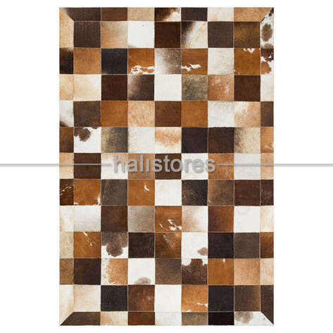 Deri Kahve Patchwork Halı - 1