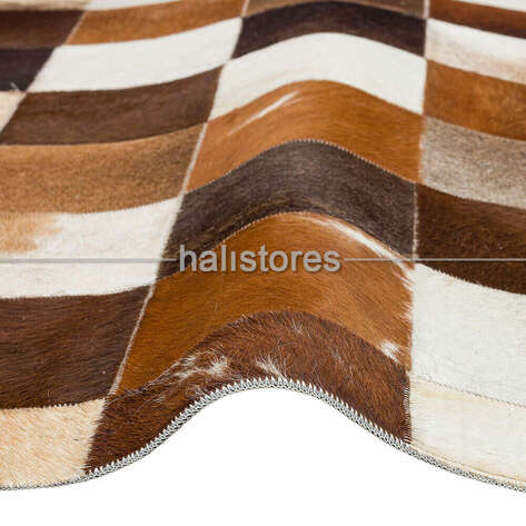 Deri Kahve Patchwork Halı - 3