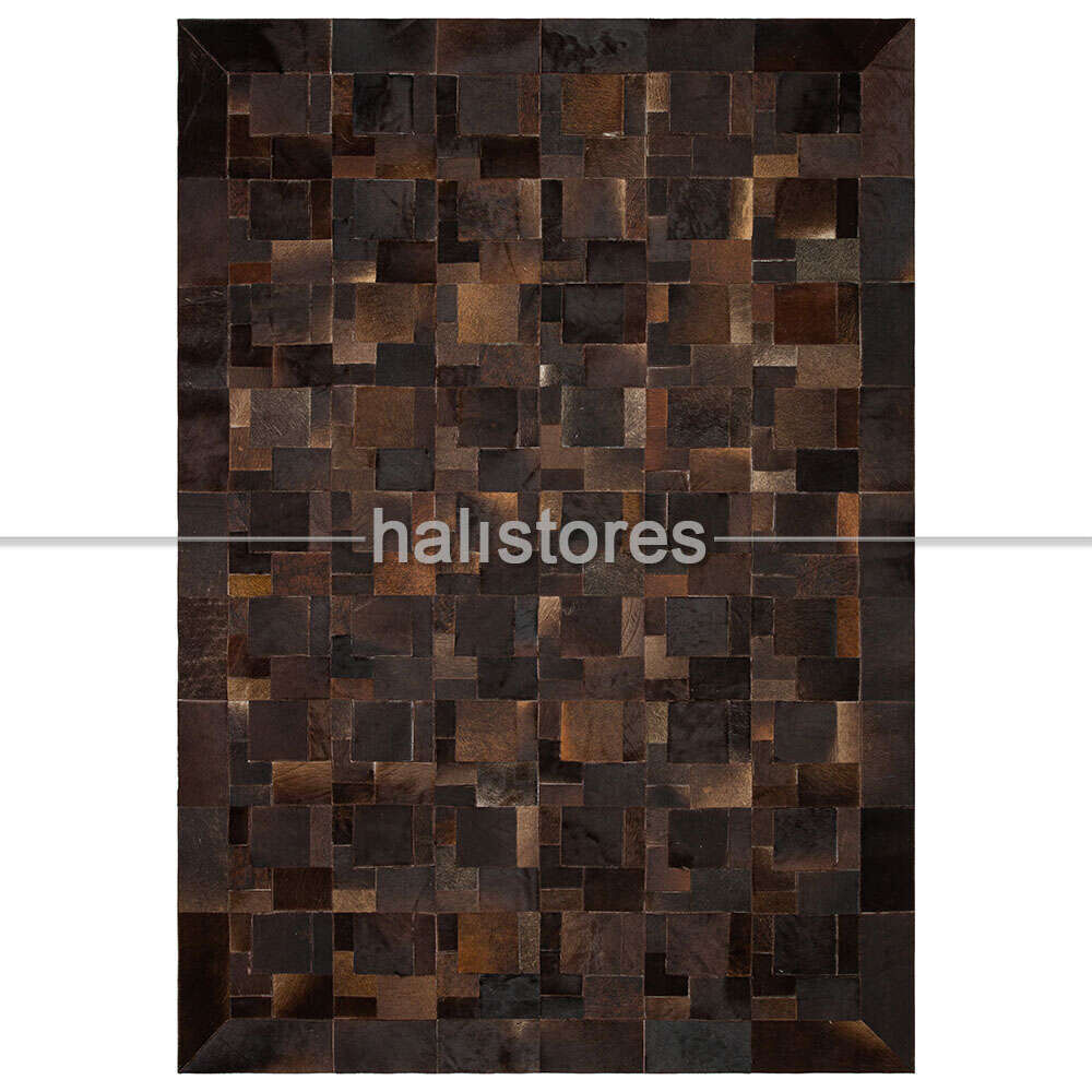 Deri Koyu Kahve Patchwork Halı
