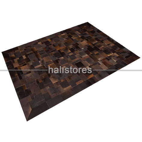 Deri Koyu Kahve Patchwork Halı - 2