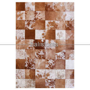 Deri Patchwork Halı Açık Kahve (3)