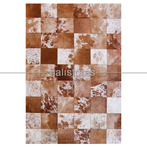 Deri Patchwork Halı Açık Kahve - 3