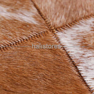 Deri Patchwork Halı Açık Kahve (5)