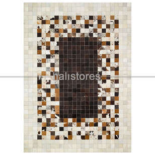 Deri Patchwork Halı Bej-Kahve (1)