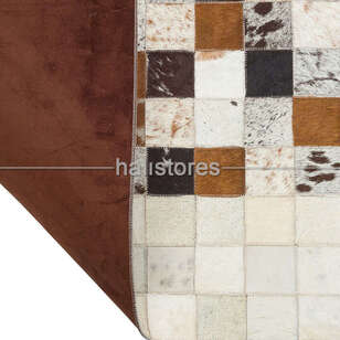 Deri Patchwork Halı Bej-Kahve (4)