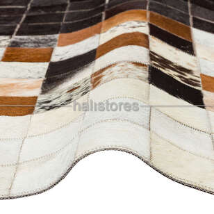 Deri Patchwork Halı Bej-Kahve (3)