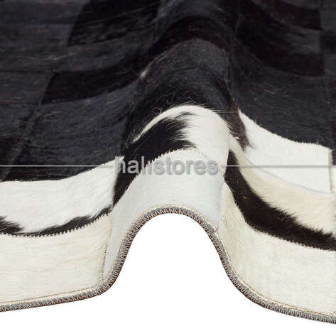 Deri Patchwork Halı Beyaz-Siyah Geçişli - 3