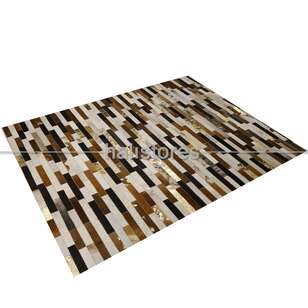 Deri Patchwork Halı Kahve - Bej (4)