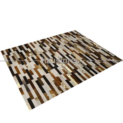 Deri Patchwork Halı Kahve - Bej - 4