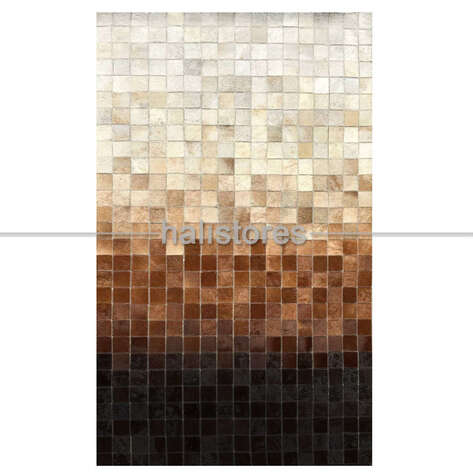Deri Patchwork Halı Kahve Geçişli - 2