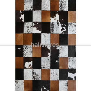 Deri Patchwork Halı Kahve-Krem (3)