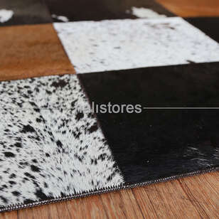 Deri Patchwork Halı Kahve-Krem (6)
