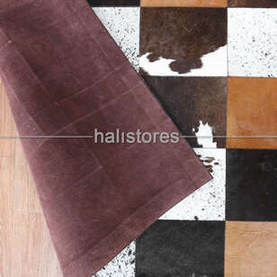 Deri Patchwork Halı Kahve-Krem (7)