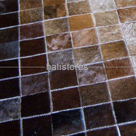 Deri Patchwork Halı Kahve-Krem Geçişli - 4