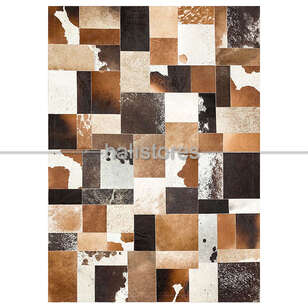 Liviadora - Deri Patchwork Halı Kahve Renkli (1)
