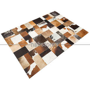 Deri Patchwork Halı Kahve Renkli (3)