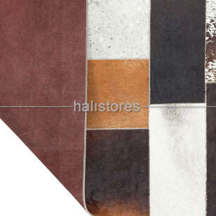 Deri Patchwork Halı Kahve Renkli (5)