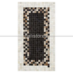 Deri Patchwork Halı Kahve-Siyah Geçişli (1)