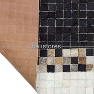Deri Patchwork Halı Kahve-Siyah Geçişli (4)