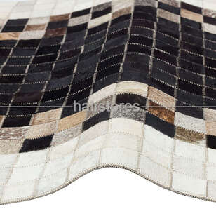 Deri Patchwork Halı Kahve-Siyah Geçişli (3)