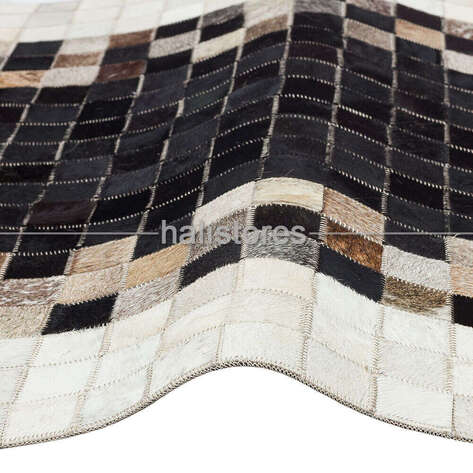 Deri Patchwork Halı Kahve-Siyah Geçişli - 3