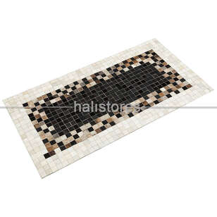 Deri Patchwork Halı Kahve-Siyah Geçişli (2)