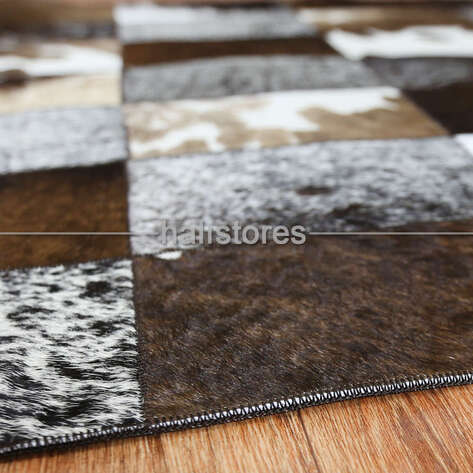 Deri Patchwork Halı Koyu Kahve - 6