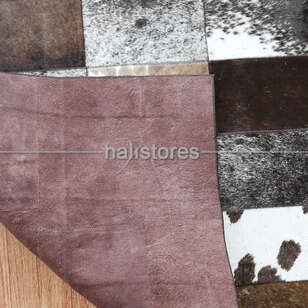 Deri Patchwork Halı Koyu Kahve (7)