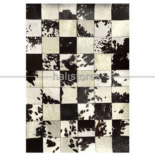 Deri Patchwork Halı Koyu Kahve-Krem (2)