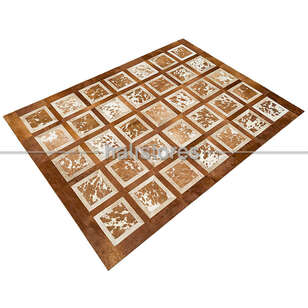Deri Patchwork Halı Kübik Kahve-Krem (3)