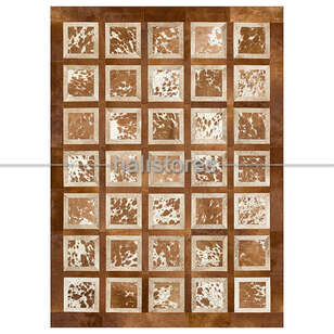 Deri Patchwork Halı Kübik Kahve-Krem (2)