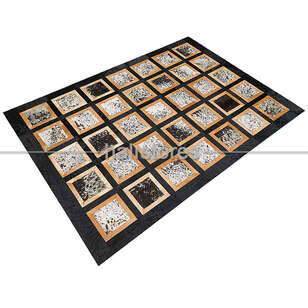 Deri Patchwork Halı Kübik Siyah-Kahve (3)