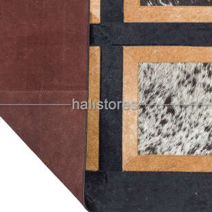 Deri Patchwork Halı Kübik Siyah-Kahve (5)