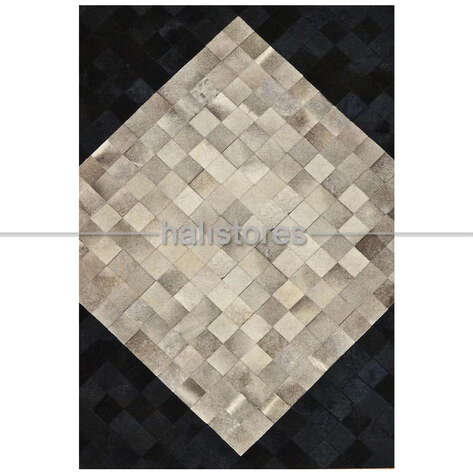 Deri Patchwork Halı Siyah Geçişli - 2