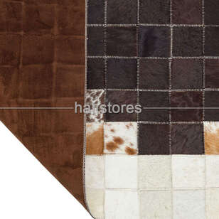 Deri Patchwork Kahve-Krem Geçişli Halı (4)