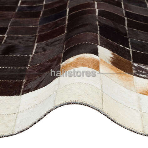 Deri Patchwork Kahve-Krem Geçişli Halı - 3