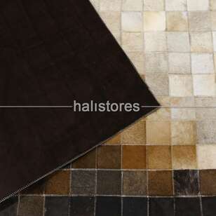Deri Patchwork Krem-Kahve Geçişli Halı (6)