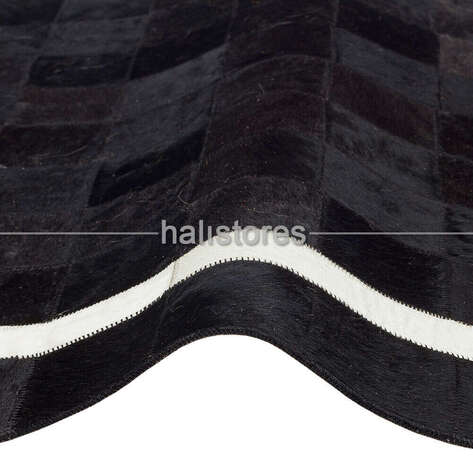 Deri Siyah Patchwork Halı - 3