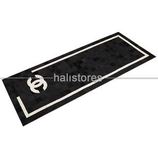 Deri Siyah Patchwork Halı (2)