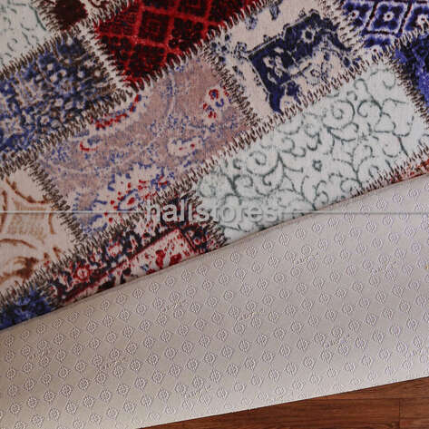 Desenli Ucuz Halı Patchwork Mavi - 6